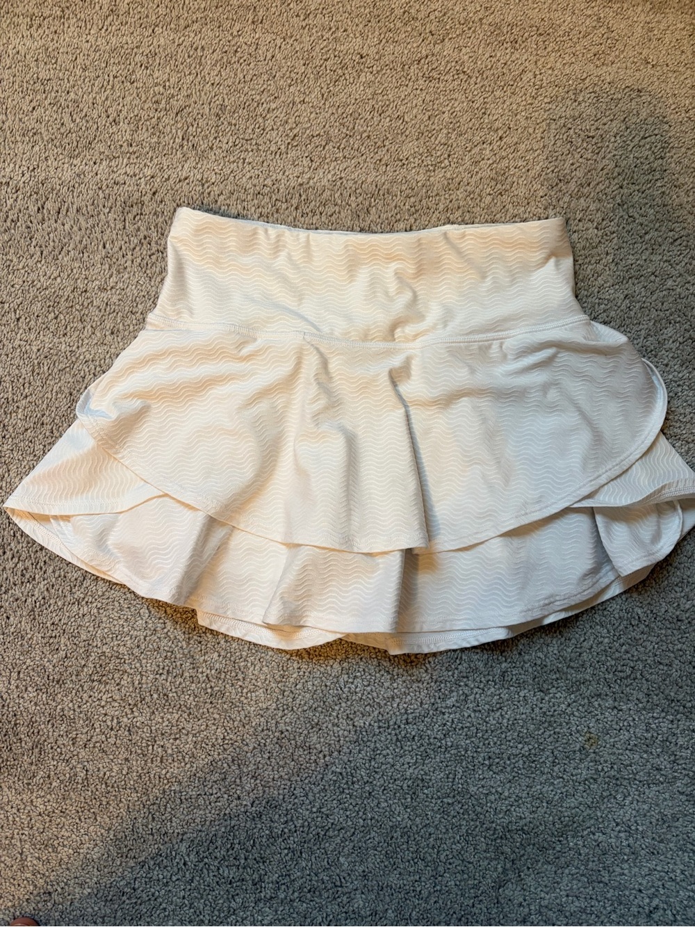Athleta Cream Tiered Ruffle Skater Skirt